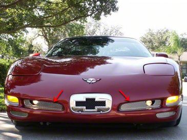 Fog Light Screen Grille Kit For 1997-2004 C5 Corvette – Stainless Steel Frame With Black Mesh – CA Brand