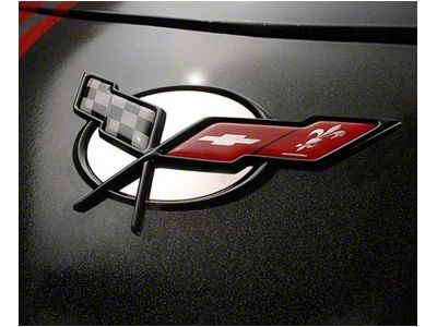 Stainless Waterfall Emblem Inserts; Polished (98-04 Corvette C5)