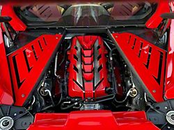 Steel Engine Bay Filler Covers with Oil Fill Area Cutout; Hypersonic Gray (20-25 Corvette C8 Coupe)