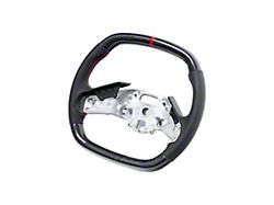 Perforated Leather Steering Wheel without Button Covers; Carbon Fiber with Red Stripe (20-26 Corvette C8 w/o Heated Steering Wheel)