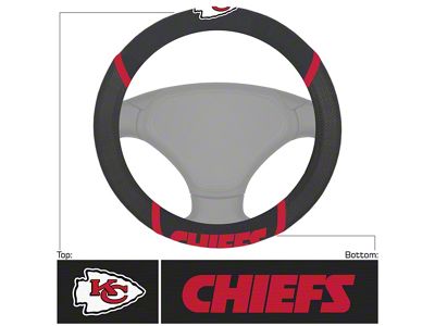 Steering Wheel Cover with Kansas City Chiefs Logo; Black (Universal; Some Adaptation May Be Required)