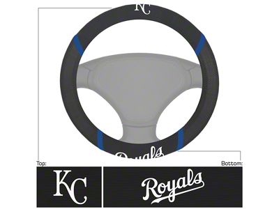 Steering Wheel Cover with Kansas City Royals Logo; Black (Universal; Some Adaptation May Be Required)