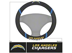 Steering Wheel Cover with Los Angeles Chargers Logo; Black (Universal; Some Adaptation May Be Required)