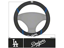 Steering Wheel Cover with Los Angeles Dodgers Logo; Black (Universal; Some Adaptation May Be Required)