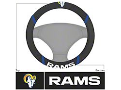 Steering Wheel Cover with Los Angeles Rams Logo; Black (Universal; Some Adaptation May Be Required)
