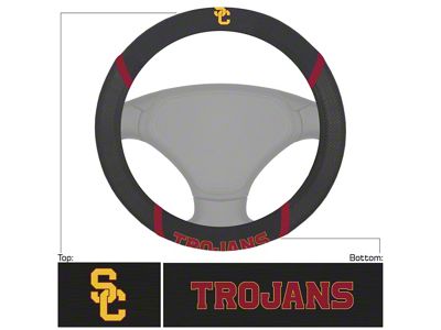 Steering Wheel Cover with University of Southern California Logo; Black (Universal; Some Adaptation May Be Required)