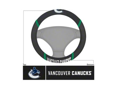 Steering Wheel Cover with Vancouver Canucks Logo; Black (Universal; Some Adaptation May Be Required)