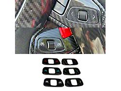 Steering Wheel Cruise/Scroll Button Covers; Carbon Fiber with White Accent (20-26 Corvette C8)