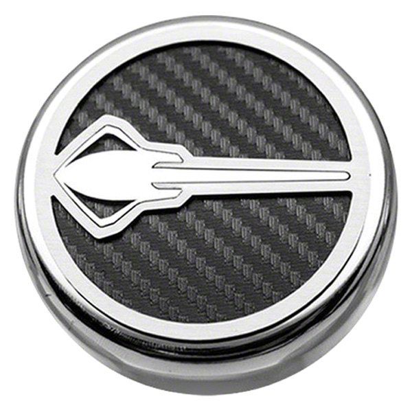 Corvette Stingray Emblem Fluid Cap Covers; Black Carbon Fiber (1419