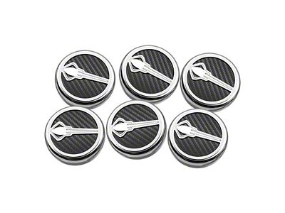 Stingray Emblem Fluid Cap Covers; Black Carbon Fiber (14-19 Corvette C7 w/ Manual Transmission)