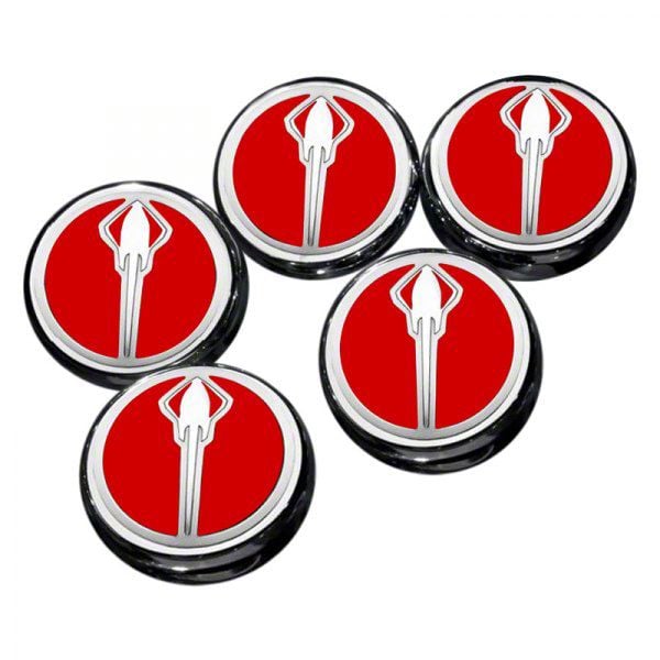 Corvette Stingray Emblem Fluid Cap Covers; Bright Red Solid (1419