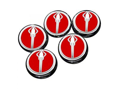 Stingray Emblem Fluid Cap Covers; Solid Bright Red (14-19 Corvette C7 w/ Automatic Transmission)