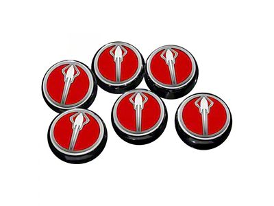 Stingray Emblem Fluid Cap Covers; Solid Bright Red (14-19 Corvette C7 w/ Manual Transmission)