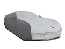 SuperStretch Hybrid Outdoor Car Cover with Flag Logo; Gray (14-19 Corvette C7)