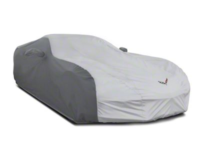 SuperStretch Hybrid Outdoor Car Cover with Flag Logo; Gray (14-19 Corvette C7)