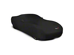 SuperStretch Indoor Car Cover with Flag Logo; Black (97-04 Corvette C5)
