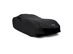 SuperStretch Indoor Car Cover with Flag Logo; Black (14-19 Corvette C7)