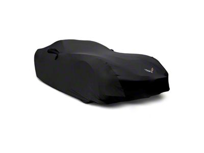 SuperStretch Indoor Car Cover with Flag Logo; Black (14-19 Corvette C7)