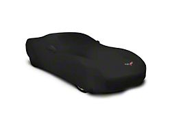 SuperStretch Indoor Car Cover with Flag Logo; Black (05-13 Corvette C6)
