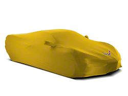 SuperStretch Indoor Car Cover with Flag Logo; Gold (20-23 Corvette C8)