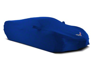 SuperStretch Indoor Car Cover with Flag Logo; Midnight Blue (20-25 Corvette C8)