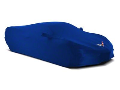 SuperStretch Indoor Car Cover with Flag Logo; Midnight Blue (20-24 Corvette C8)