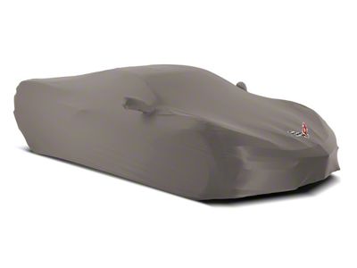 SuperStretch Indoor Car Cover with Flag Logo; Sahara Tan (20-25 Corvette C8)