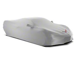 SuperStretch Indoor Car Cover with Flag Logo; White (20-23 Corvette C8)