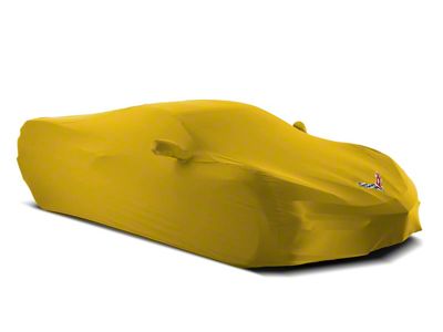 SuperStretch Indoor Car Cover with Flag Logo; Yelocity Yellow (20-25 Corvette C8)