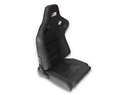 Synthetic Leather Racing Bucket Seats with Seat Sliders; Black (Universal; Some Adaptation May Be Required)