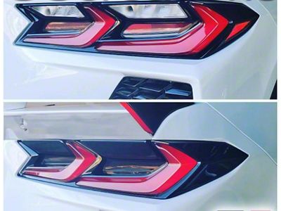 Tail Light Reflector/Brake/Reverse Light/Turn Signal Blackout Covers; Smoked (20-25 Corvette C8)