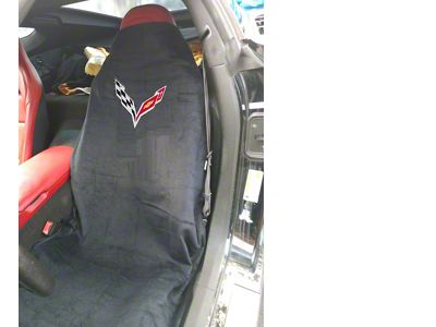 Towel2Go Seat Cover with Corvette Logo; Black (14-19 Corvette C7)