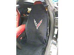 Towel2Go Seat Cover with Corvette Logo; Black (20-26 Corvette C8)