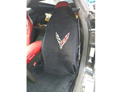 Towel2Go Seat Cover with Corvette Logo; Black (20-25 Corvette C8)