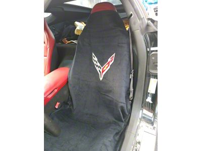 Towel2Go Seat Cover with Corvette Logo; Black (20-24 Corvette C8)