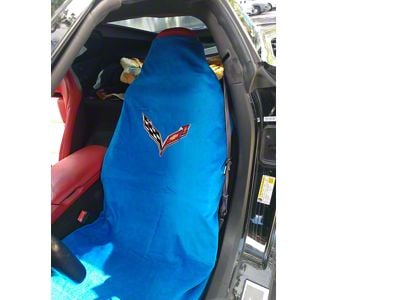 Towel2Go Seat Cover with Corvette Logo; Blue (14-19 Corvette C7)