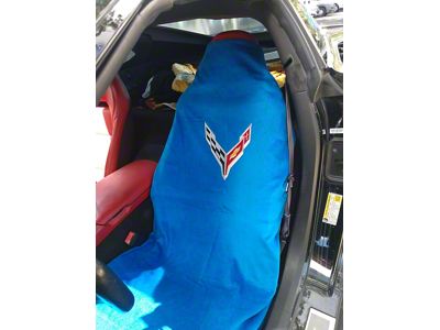 Towel2Go Seat Cover with Corvette Logo; Blue (20-25 Corvette C8)