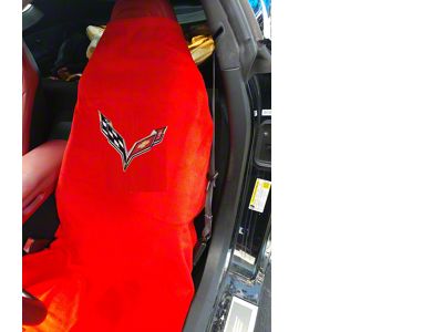 Towel2Go Seat Cover with Corvette Logo; Red (14-19 Corvette C7)