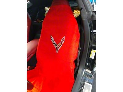 Towel2Go Seat Cover with Corvette Logo; Red (20-24 Corvette C8)