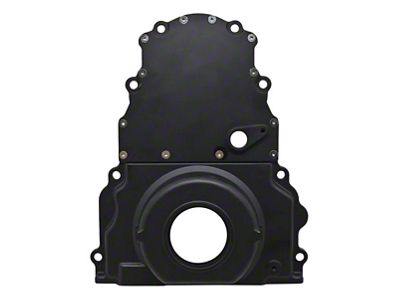 Two-Piece Timing Cover with Cam Sensor Hole; Black (05-13 Corvette C6)