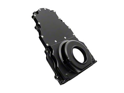 Two-Piece Timing Cover without Cam Sensor Hole; Black (97-04 Corvette)