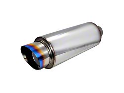 Universal Muffler with Fireball Style Burnt Tip; 2.50-Inch Inlet/4-Inch Outlet (Universal; Some Adaptation May Be Required)
