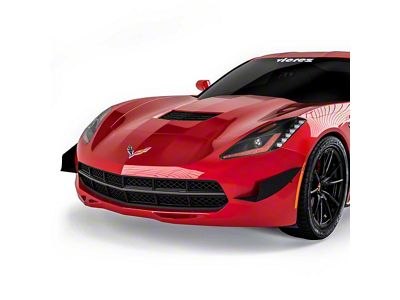 V3R Front Bumper Canards; Gloss Black Vinyl (14-19 Corvette C7)