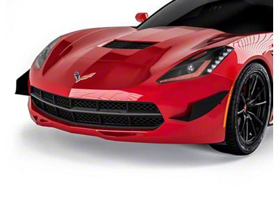 V3R Front Bumper Canards; Gloss Carbon Fiber Vinyl (14-19 Corvette C7)