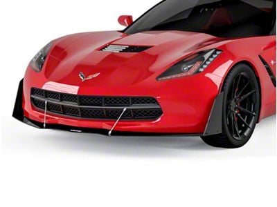 V3R Front Bumper Splitter; Gloss Carbon Fiber Vinyl (14-19 Corvette C7)