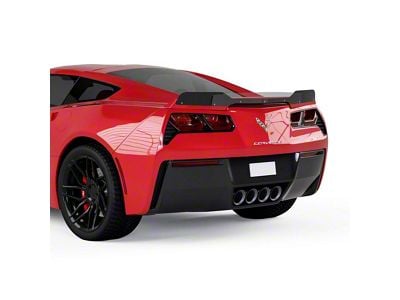 V3R Wicker Bill Rear Spoiler Add-On; Gloss Carbon Fiber Vinyl (14-19 Corvette C7)