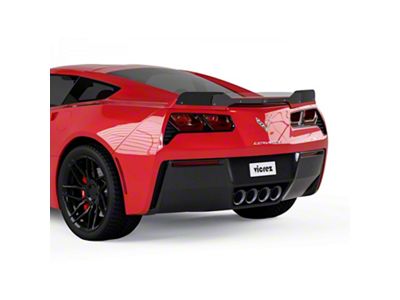 V3R Wicker Bill Rear Spoiler Add-On; Satin Black Ice Vinyl (14-19 Corvette C7)