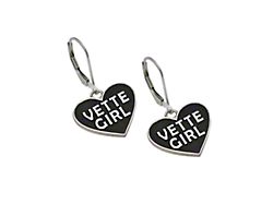 Vette Girl Heart Earrings; Sterling Silver