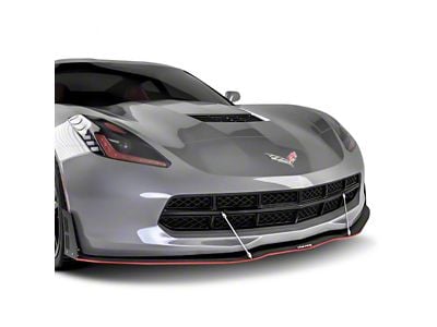 VZ Style Front Bumper Splitter; Dry Carbon Fiber Vinyl (14-19 Corvette C7, Excluding ZR1)