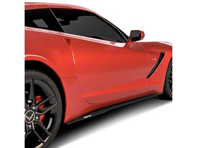 VZ Style Side Skirt Splitters; Gloss Black Vinyl (14-19 Corvette C7, Excluding ZR1)